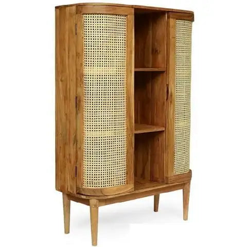 Quarrier Acacia Wood and Cane 3 Shelf Natural Bookcase by Christopher Knight Home
