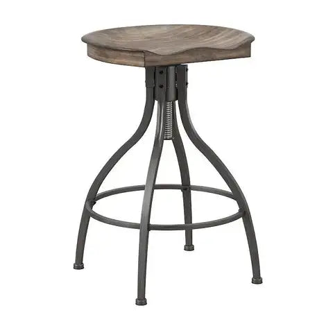 Hillsdale Worland Backless Metal Adjustable Height Swivel Stool- Gray and Charcoal - Adjustable