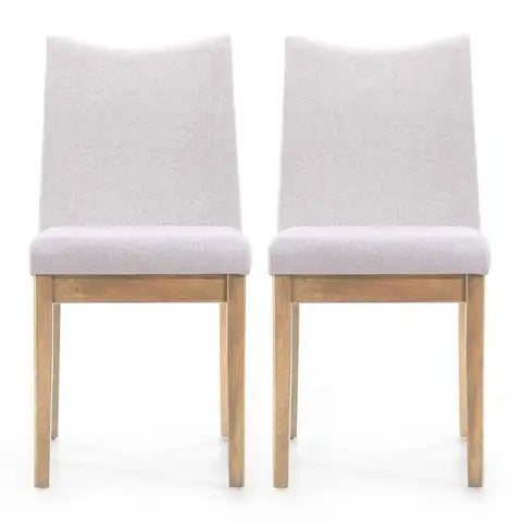 Dimitri Mid-Century Fabric Dining Chair (Set of 2) by Christopher Knight Home (Light Beige + Oak Finish)