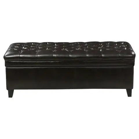 Hastings Tufted Faux Leather Storage Ottoman