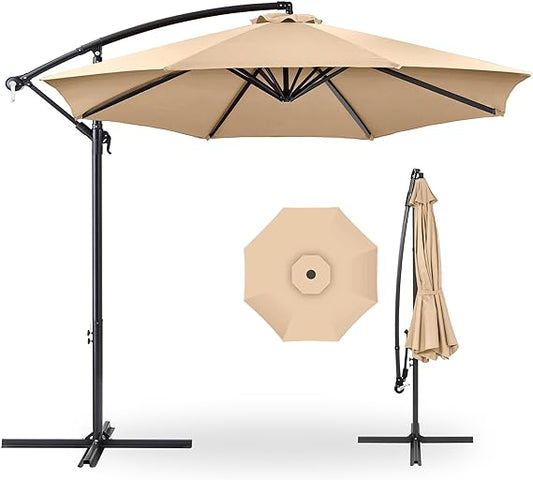 Best Choice Products 10ft Offset Hanging Market Patio Umbrella w/ Easy Tilt Adjustment, Polyester Shade, 8 Ribs for Backyard, Poolside, Lawn and Garden