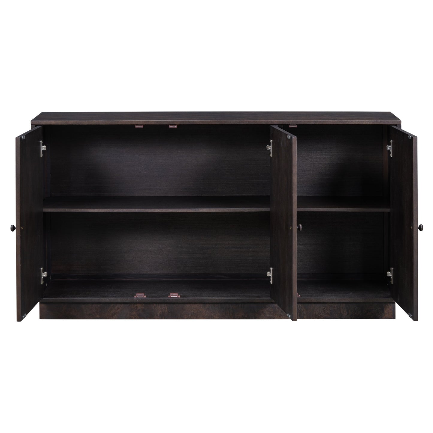 Black, Brown 29.5 in. H Storage Cabinet with 3 Doors