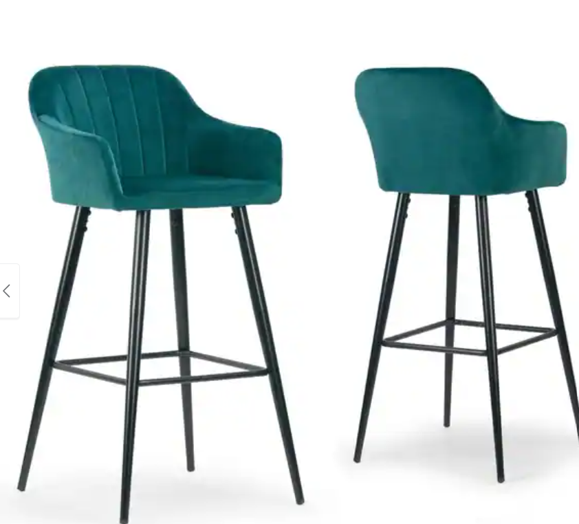 Carson Carrington Tarnaby Teal Velvet Barstool (Set of 3)