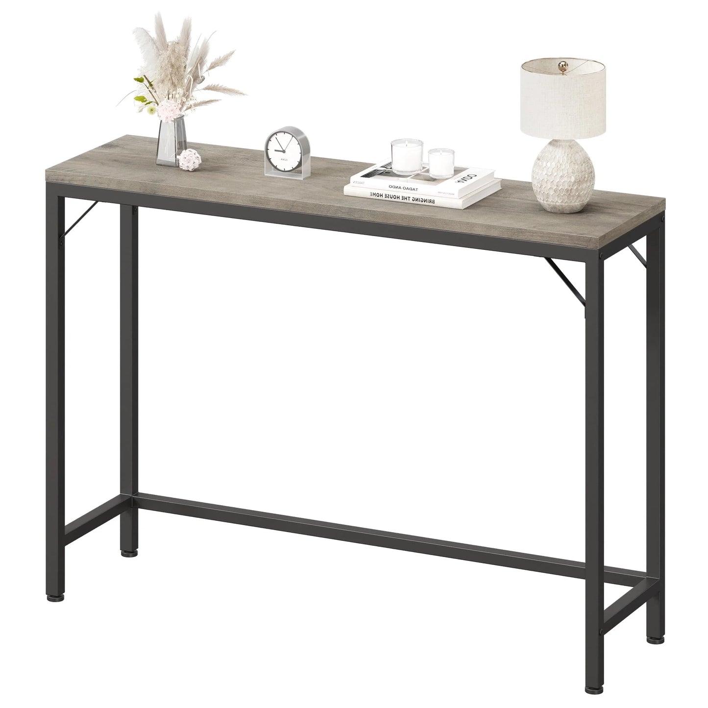 Console Table, Narrow Sofa Table, 39" Entryway Small Sofa Side Display -Gray