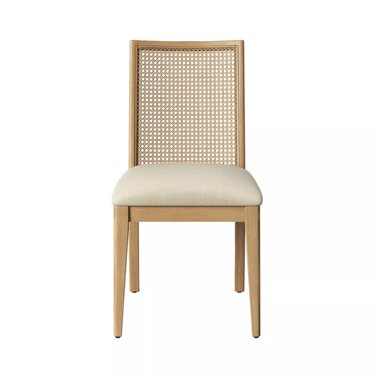 Corella Cane and Wood Dining Chair Natural - Threshold™: Rubberwood Frame, Upholstered Seat, 19.5" Height