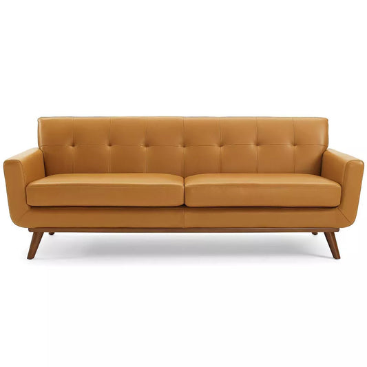 Engage Top-Grain Leather Lounge Living Room Sofa Tan - Modway