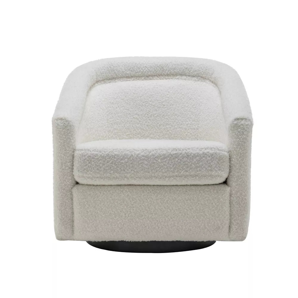 Aveline Large Scale Faux Shearling Swivel Chair Cream - Threshold