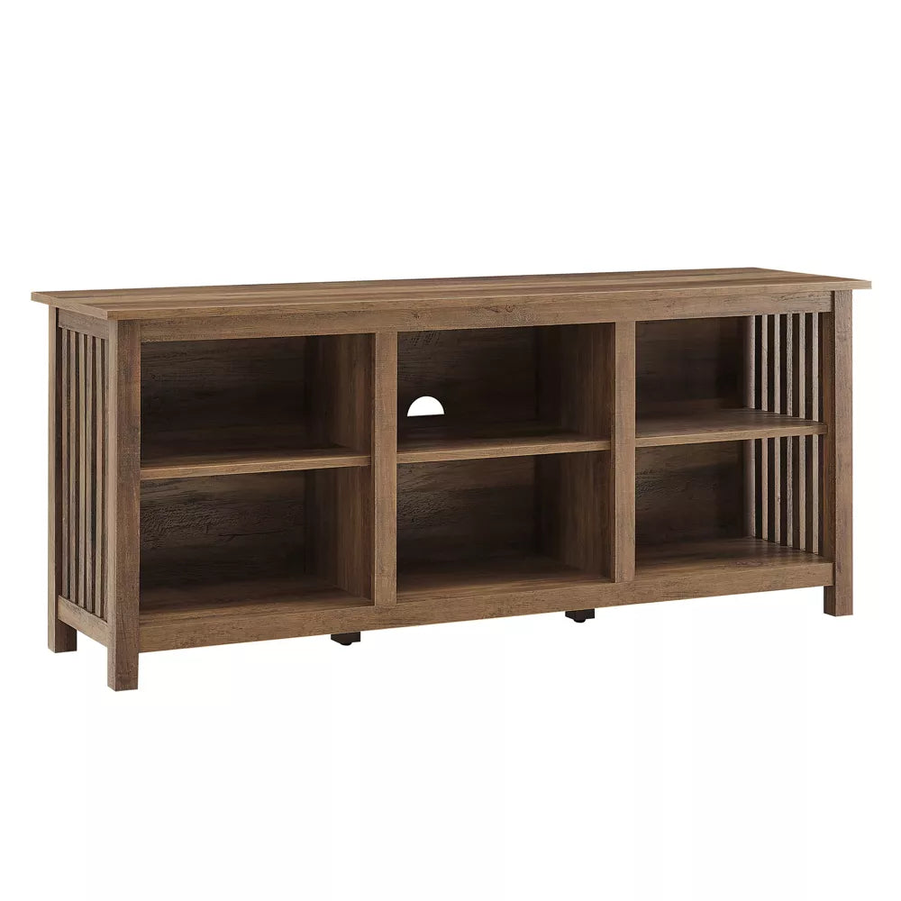 Mission Slatted Media Console TV Stand: Storage, Cable Management -Saracina Home