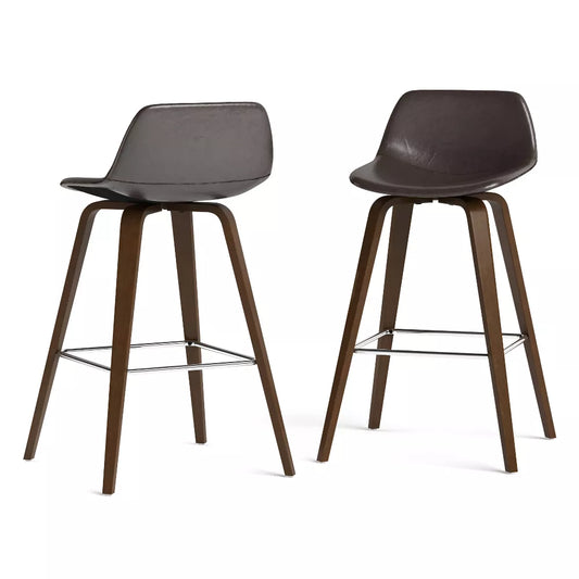 Set of 2 Cacey Bentwood Counter Height Barstools Dark Brown - WyndenHall