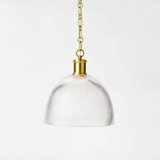 Reeded Glass Pendant Brass -Threshold