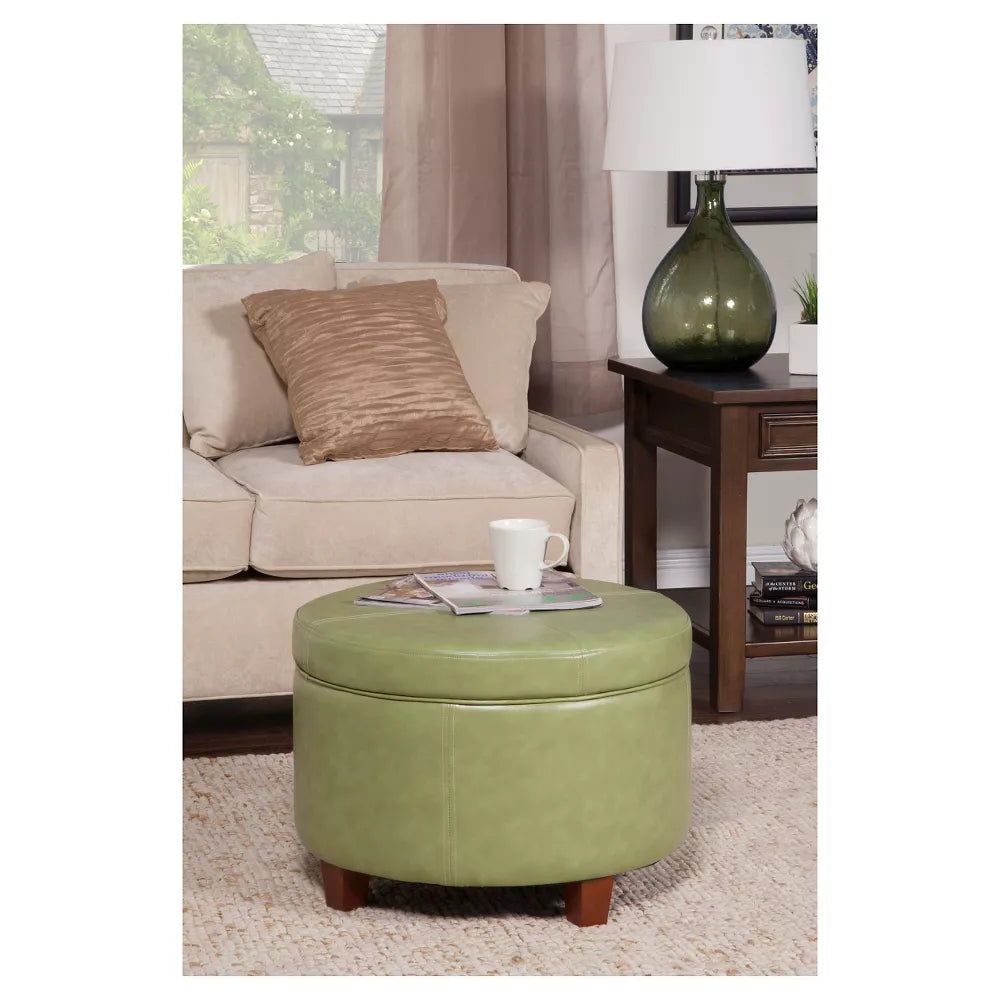 Large Round Storage Ottoman Moss Green - HomePop