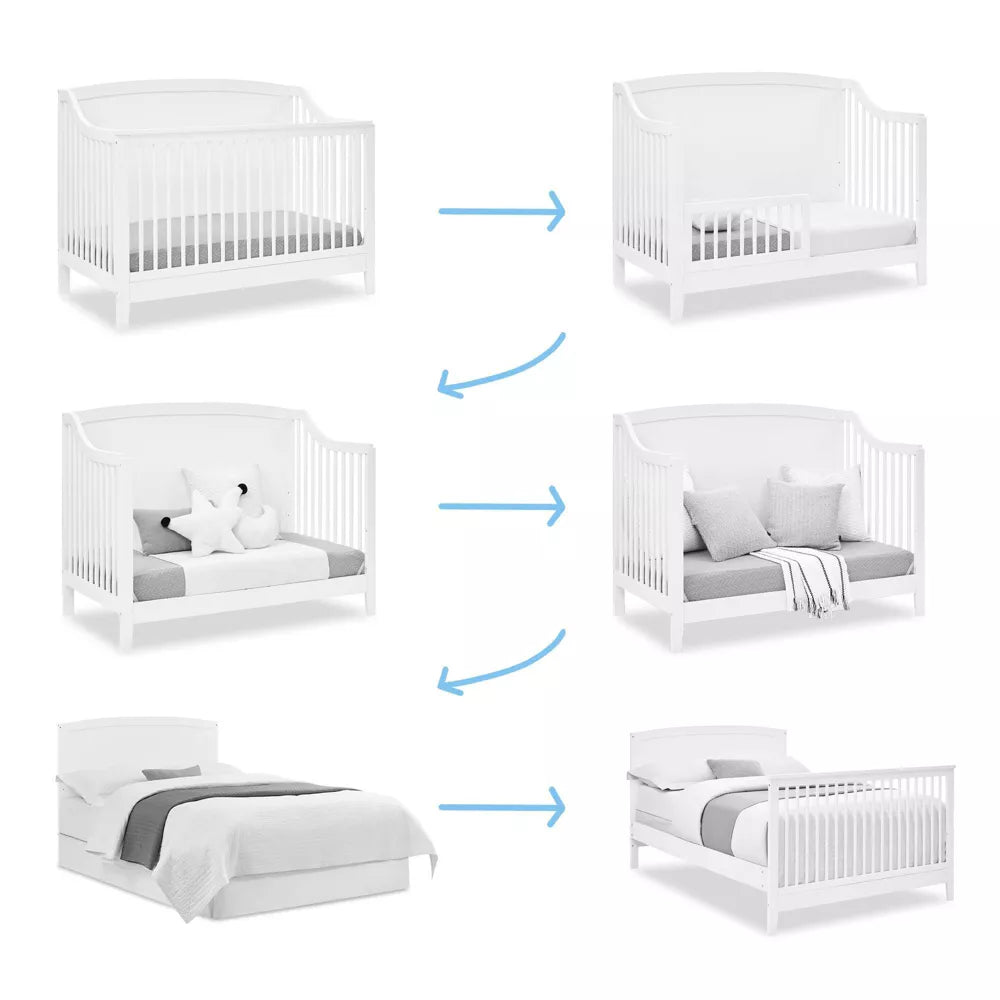 Delta Rib White Delta Children Campbell 6-in-1 Convertible Crib Bianca White-OPEN BOX ...