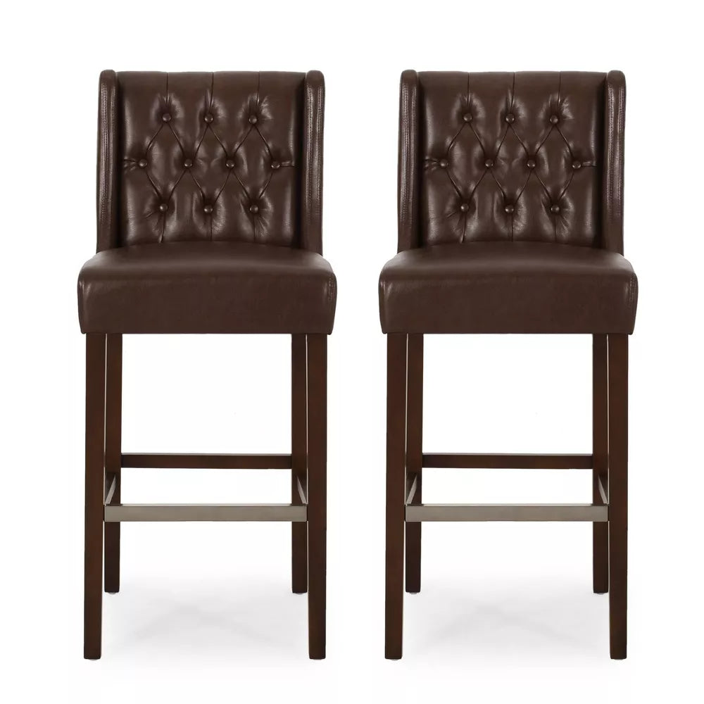 Set of 2 Bayliss Contemporary Wingback Barstools Dark Brown/Espresso - Christopher Knight Home