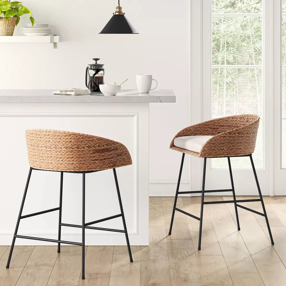 Landis Woven Backed Counter Height Barstool with Cushion - Threshold