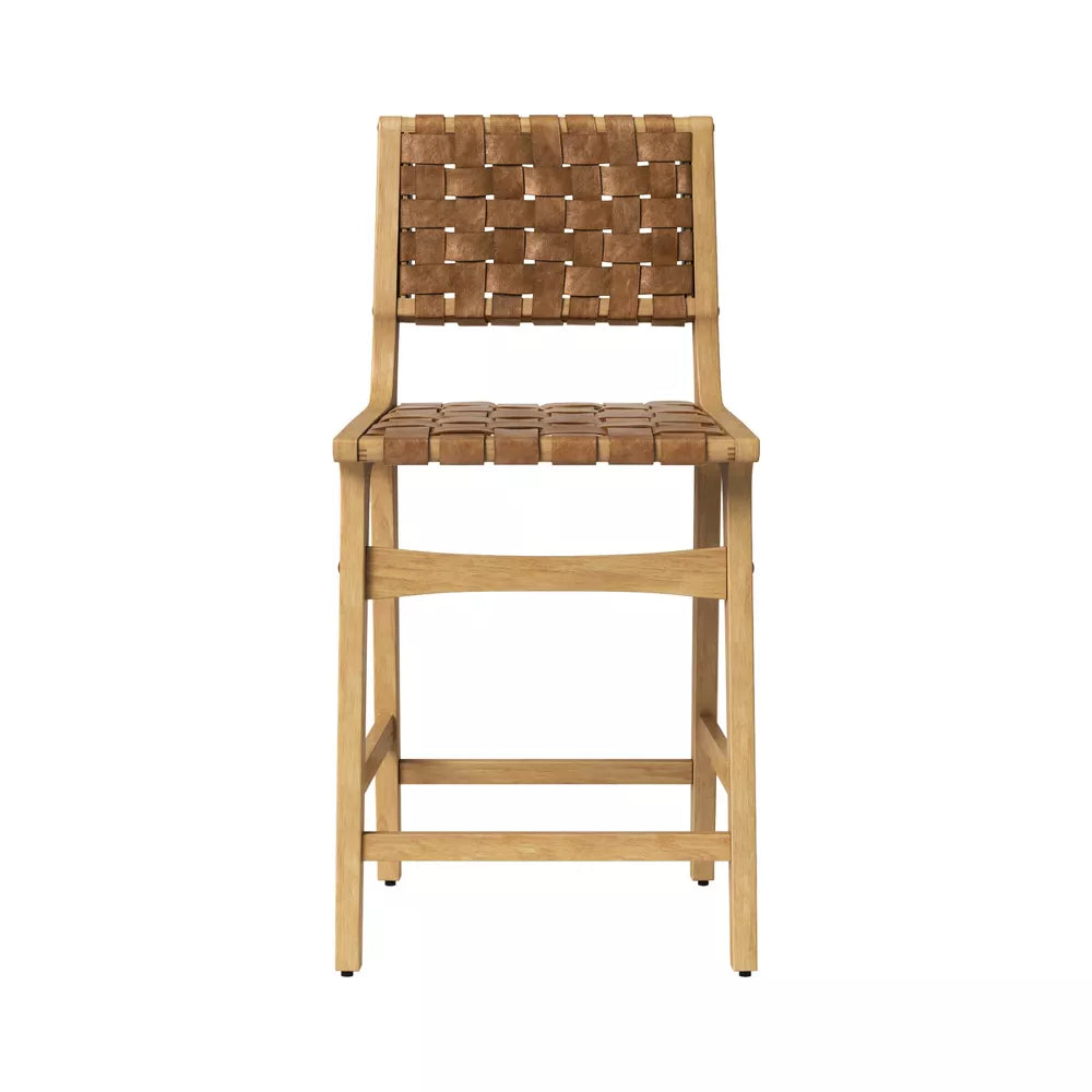 Ceylon Woven Counter Height Barstool Brown/Natural Wood -Threshold