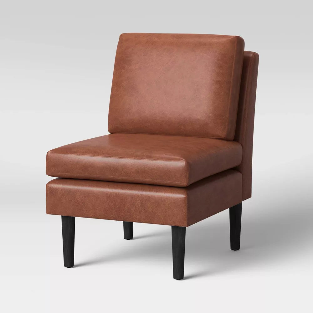 Gelbin Faux Leather Slipper Chair with Wood Legs - Threshold™