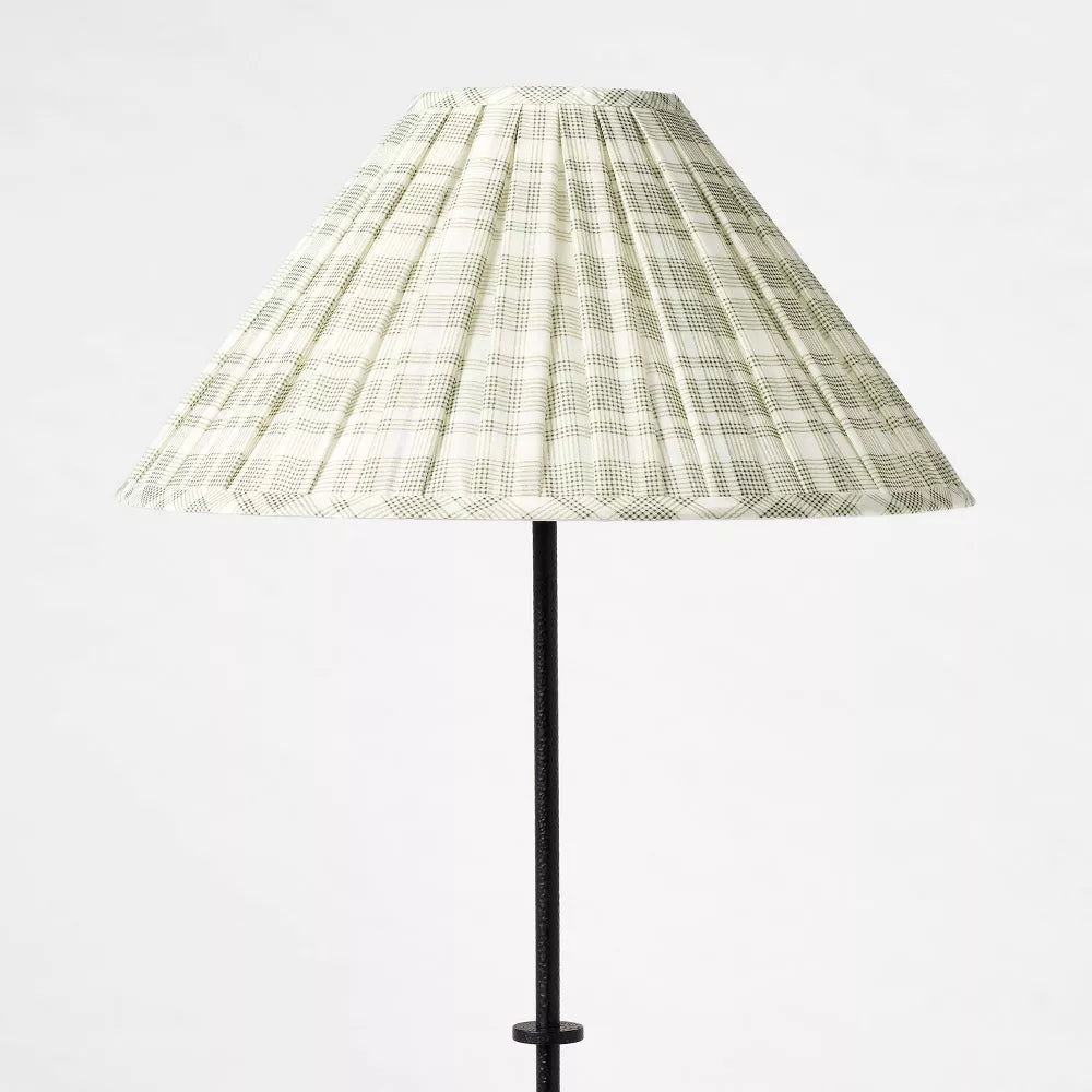 Metal Floor Lamp with Green Pleated Plaid Shade - Threshold™ designed with Studio McGee