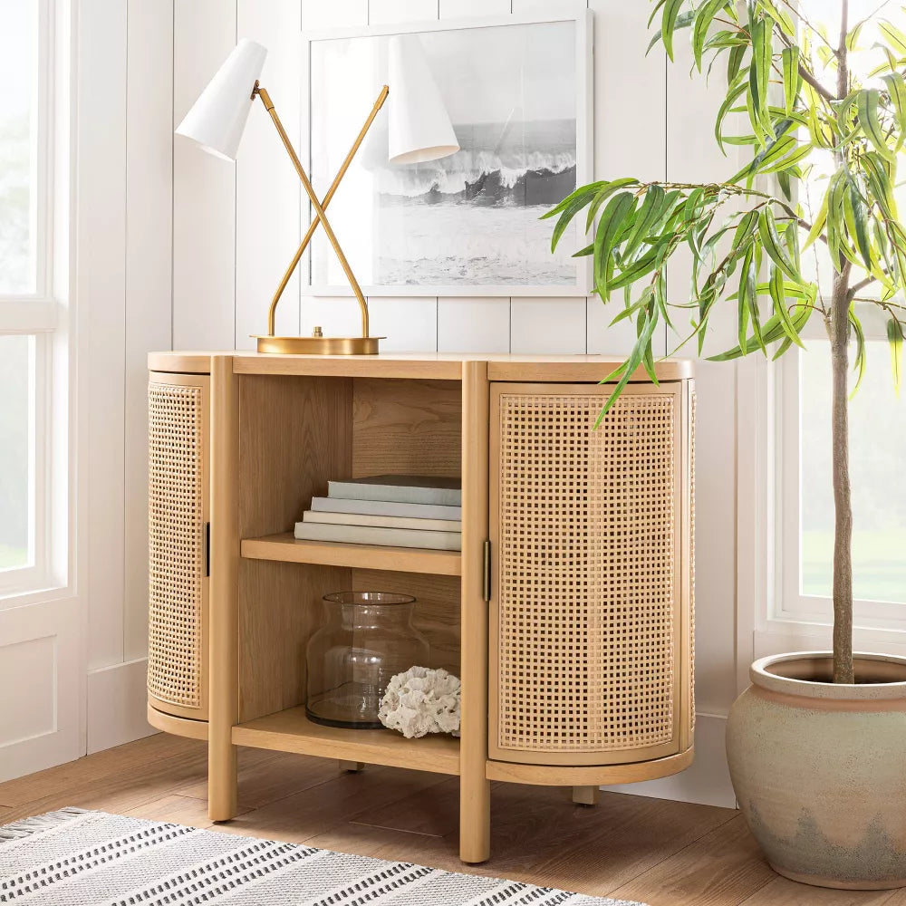 Portola Hills Caned Door Console with Shelves Natural - Threshold designed with Studio McGee