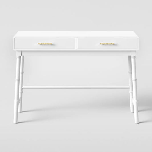 Oslari Wood Writing Desk with Drawers White - Threshold