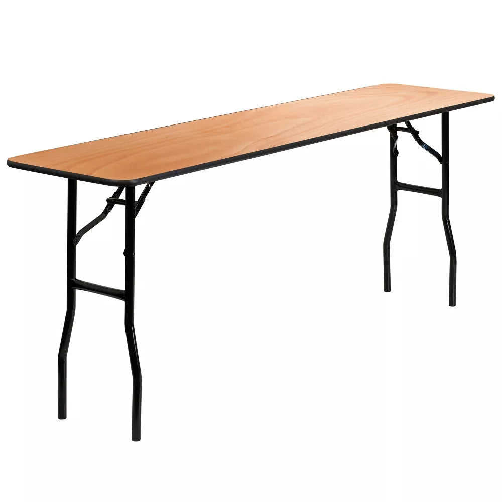 Flash Furniture 6-Foot Rectangular Wood Folding Training / Seminar Table with Smooth Clear Coated Finished Top