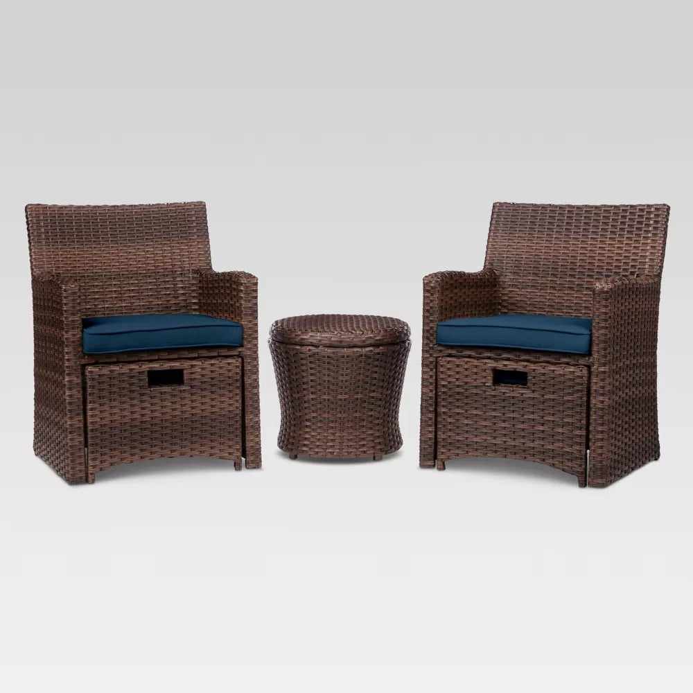 Halsted 5pc Wicker Small Space Patio Furniture Set Navy - Threshold