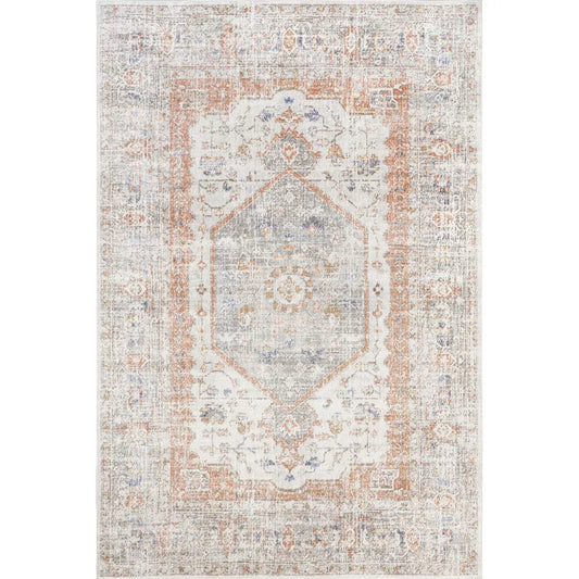 Nuloom Jacquie Medallion 8x10 Area Rug Silver/Ivory