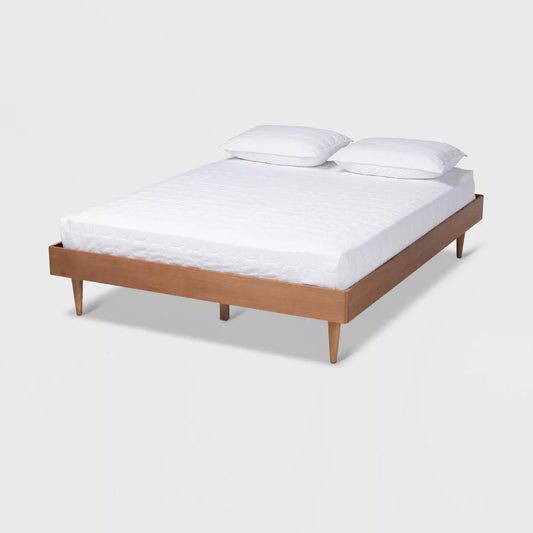 Rina Wood Bed Frame Ash Walnut - Baxton Studio