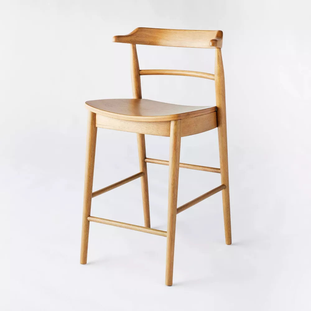 Kaysville Curved Back Wood Counter Height Barstool Natural - Threshold designed with Studio McGee