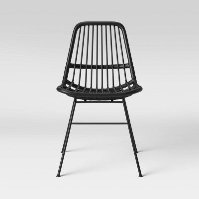 Linnet Rattan Dining Chair with Metal Legs Black-Opalhouse