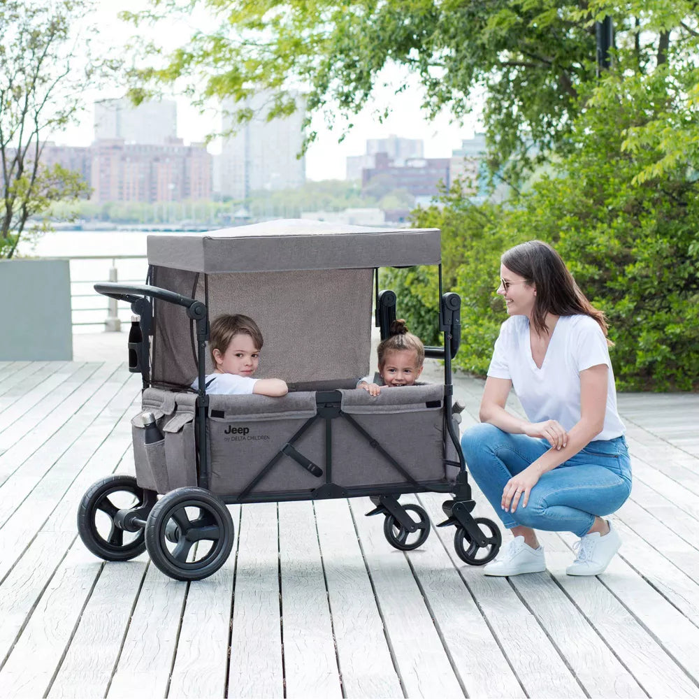 Jeep Wrangler Stroller Wagon with Included Car Seat Adapter by Delta Children - Gray
