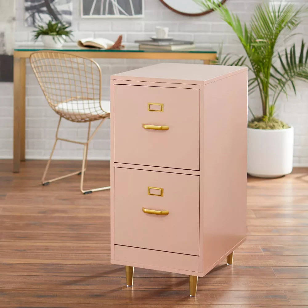 Dixie 2 Drawer Filing Cabinet Blush Pink - Buylateral
