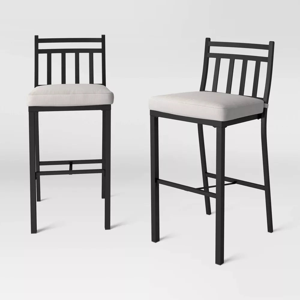 2pk Fairmount Outdoor Patio Bar Height Chairs Black -Threshold