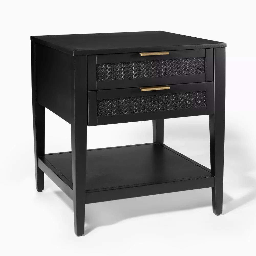 East Bluff 2 drawers Woven Accent Table Black (KD) - Threshold designed with Studio McGee