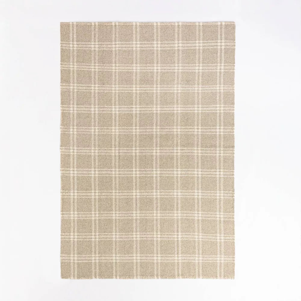 Cottonwood Plaid Wool/Cotton Area Rug Neutral 7x10- Threshold designed with Studio McGee