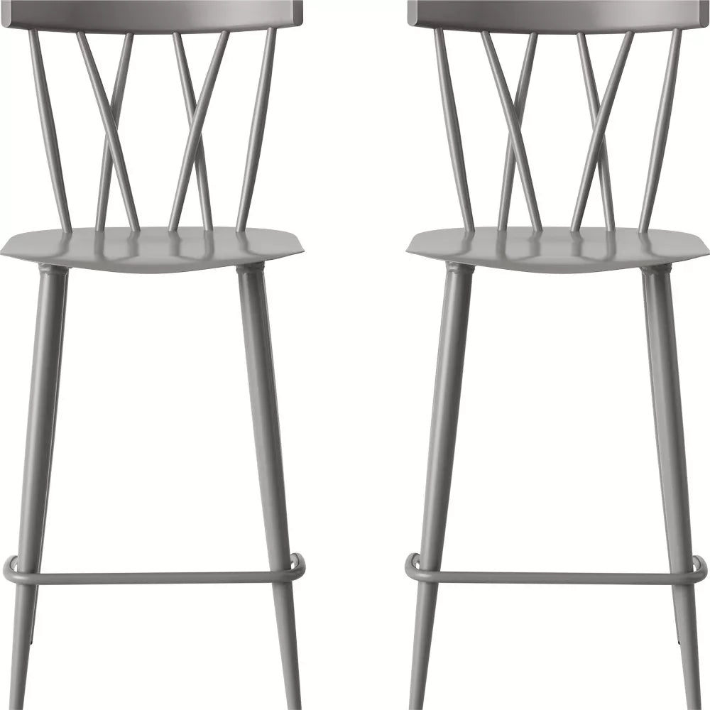 Set of 2 Becket Metal X Back Counter Height Barstool Light Blue - Project 62