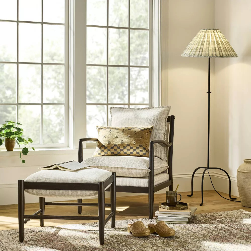 Metal Floor Lamp with Green Pleated Plaid Shade - Threshold™ designed with Studio McGee