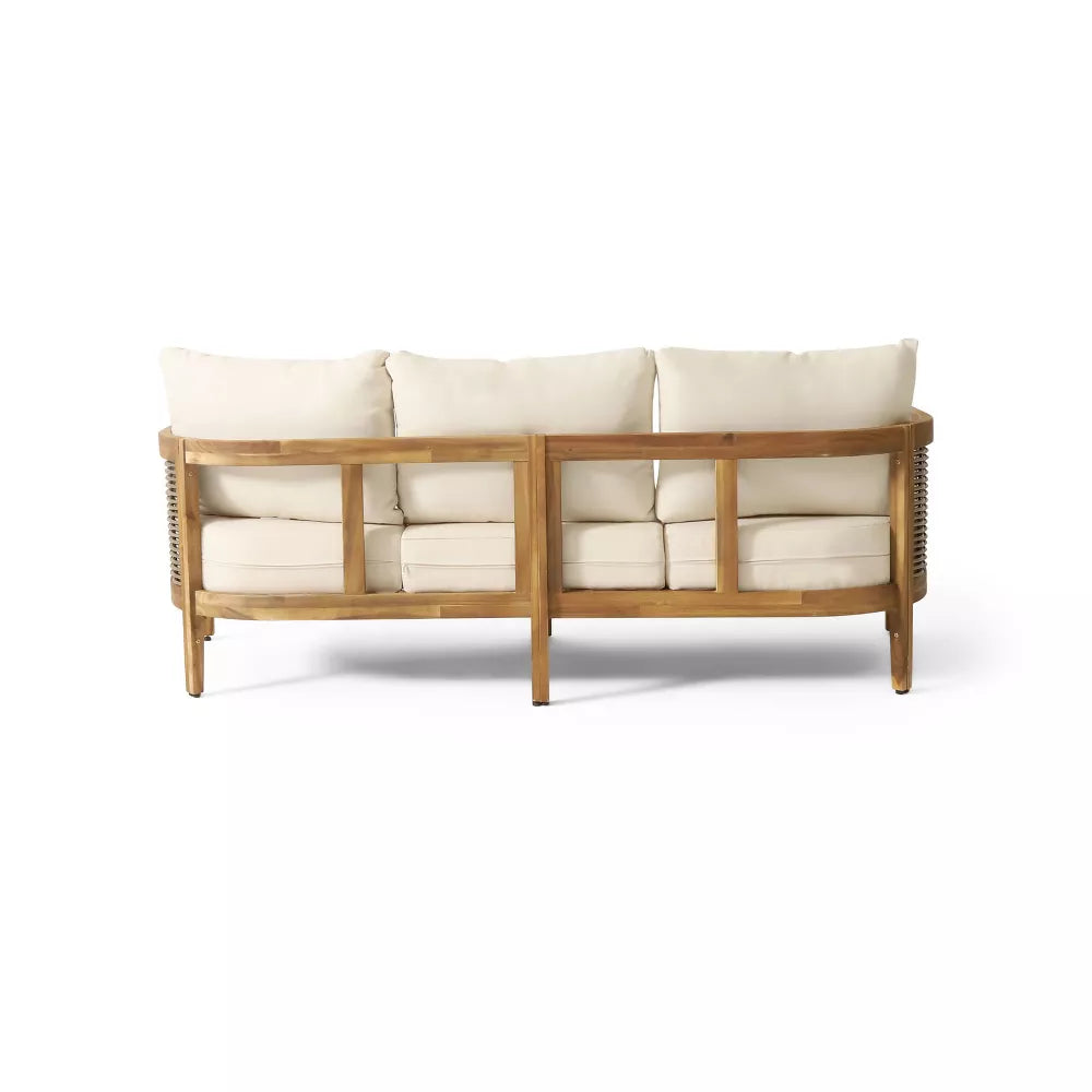 Burchett Outdoor Acacia Wood Sofa by Christopher Knight Home