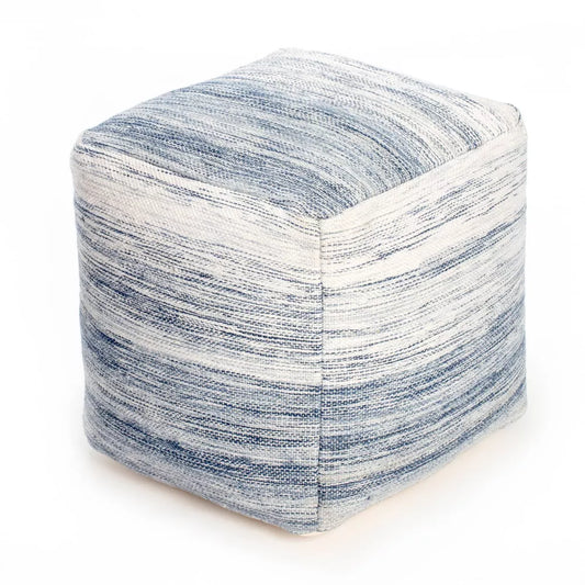 Halifax Pouf Ottoman Blue/Ivory - Anji Mountain