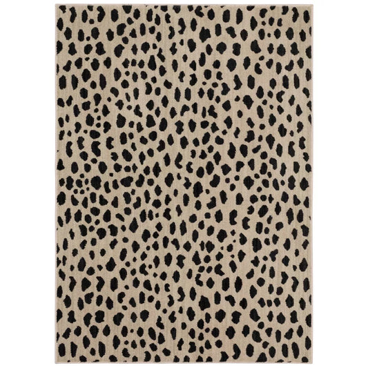 5 x 7 Daffodil Leopard Print Woven Rug Black/White