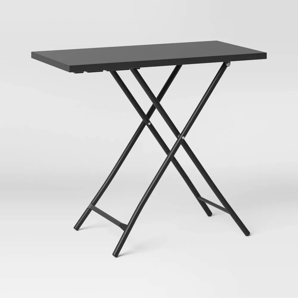 Steel Rectangle Multi-tier Folding Outdoor Portable Side Table Black -Room Essentials