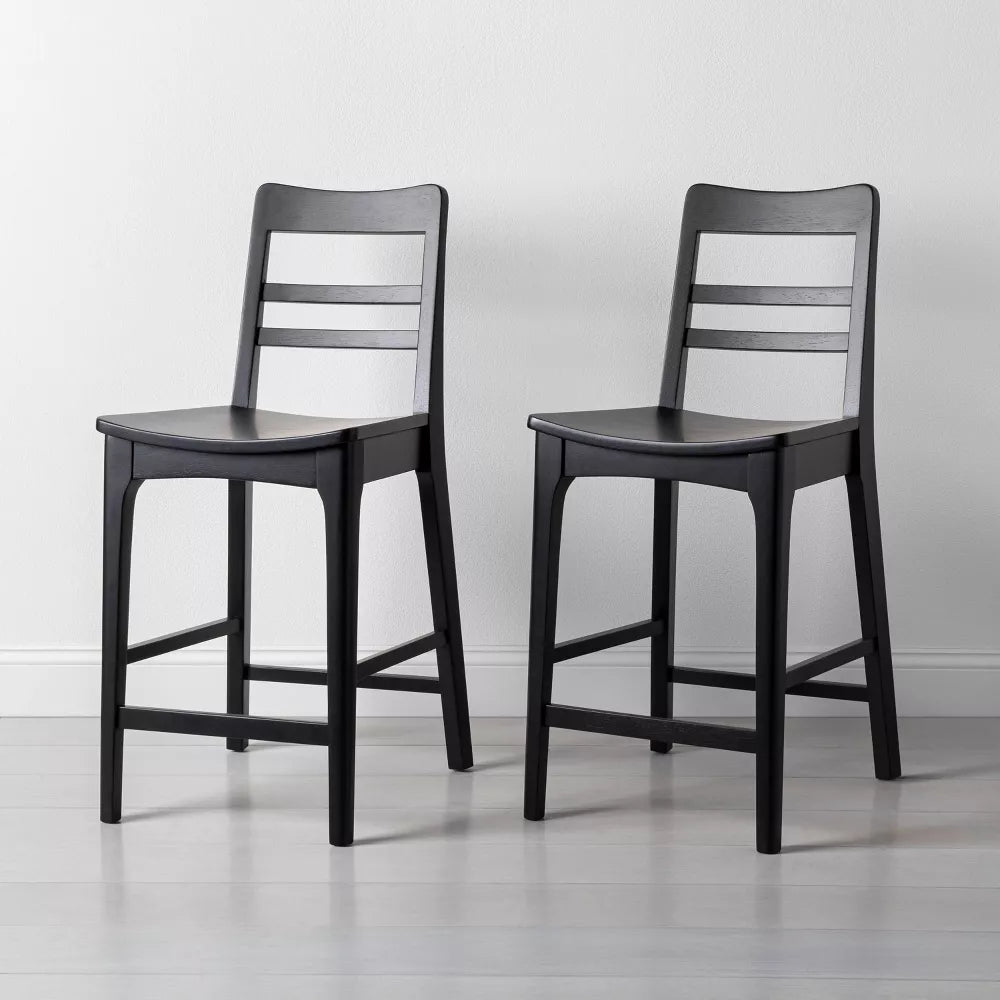 2pk Wood Ladder Back Counter Stool Black - Hearth & Hand with Magnolia