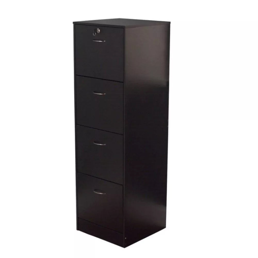 Wilson 4 Drawer Filing Cabinet Black -Buylateral: Modern Laminated, Lockable, Space-Saving Design