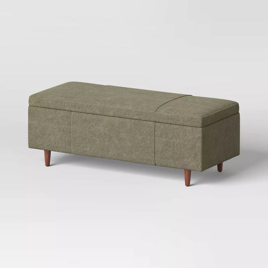 Clemence Wood/Canvas Storage Bench Dark Green - Threshold