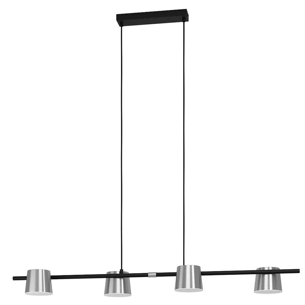 4-Light Altamira Linear Pendant Structured Black Finish with Matte Nickel Shade -EGLO