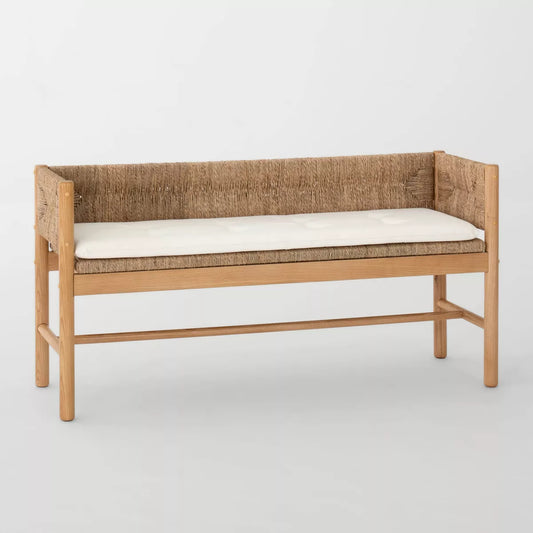 Elden Bench with Woven Back and Loose Cushion Seat - Threshold™ designed with Studio McGee