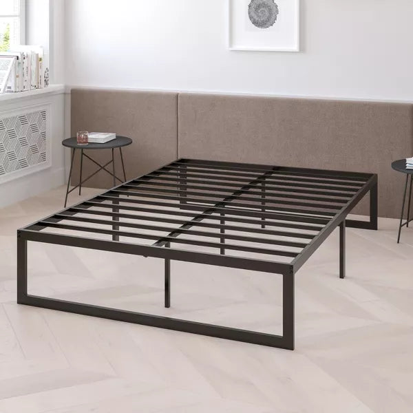 Flash Furniture 14 Inch Metal Platform Bed Frame Twin - No Box Spring Needed with Steel Slat Support and Quick Lock Functionality