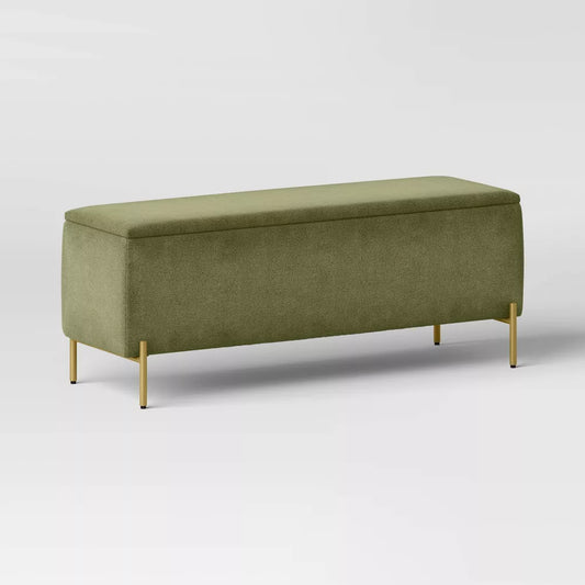 Ivy Upholstered Storage Bench Sage Green - Threshold