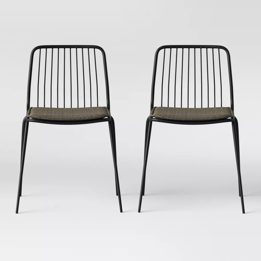 Set of 2 Sodra Rounded Seat Wire Dining Chair Black - Threshold