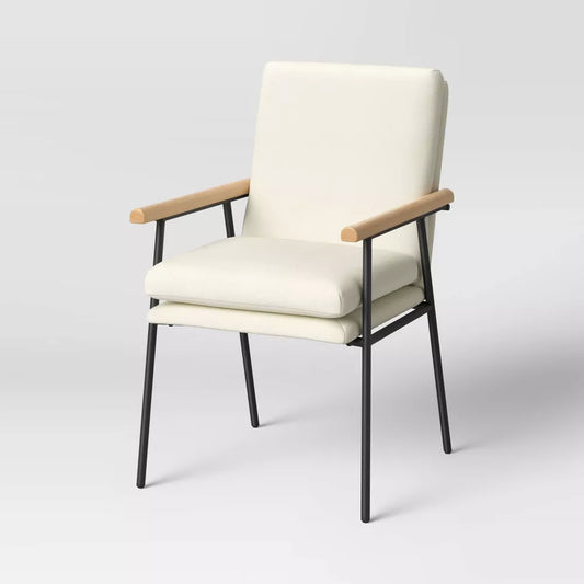 Lewes Wood Arm Upholstered Dining Chair with Metal Legs -Threshold