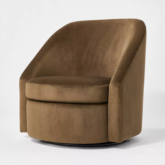 Slope Arm Swivel Chair Velvet Light Brown - Threshold designed with Studio McGee